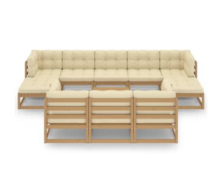 vidaXL Sodo komplektas su pagalvėlėmis, 11 dalių, medaus rudas, pu&scaron;is