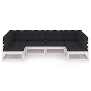 vidaXL 6 pcs conjunto lounge jardim c/ almofad&otilde;es pinho maci&ccedil;o branco
