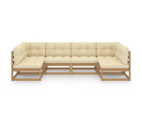 vidaXL Salon de jardin 6 pcs avec coussins Marron miel Bois de pin