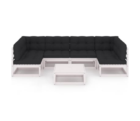 vidaXL Sodo komplektas su pagalvėlėmis, 7 dalių, pu&scaron;ies masyvas