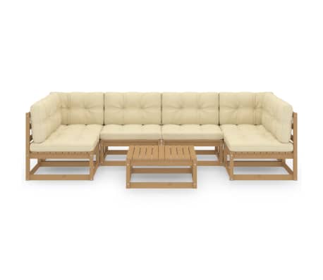 vidaXL Garden Lounge Set Honey Brown Solid pinewood, fabric (100% polyester)