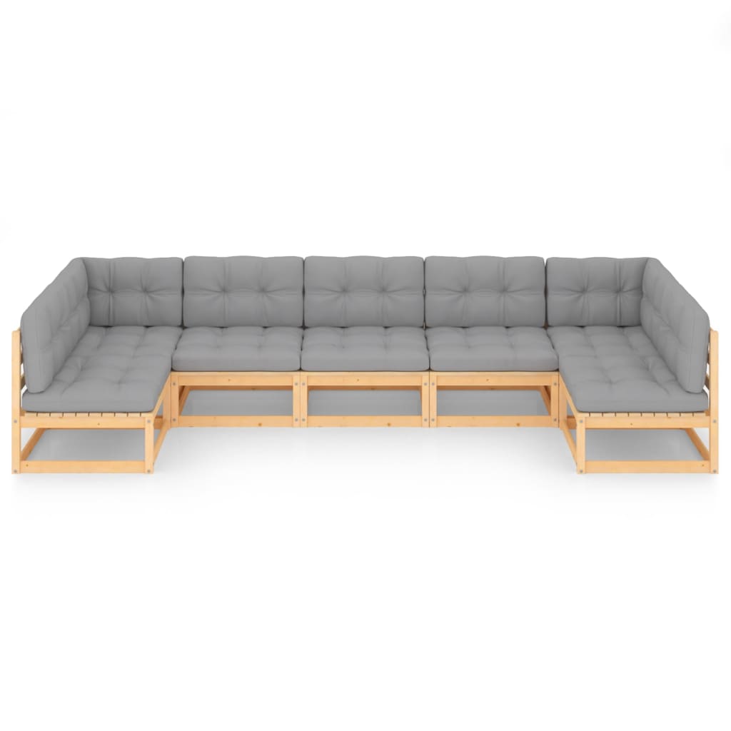 vidaXL 7-delige Loungeset met kussens massief grenenhout afbeelding