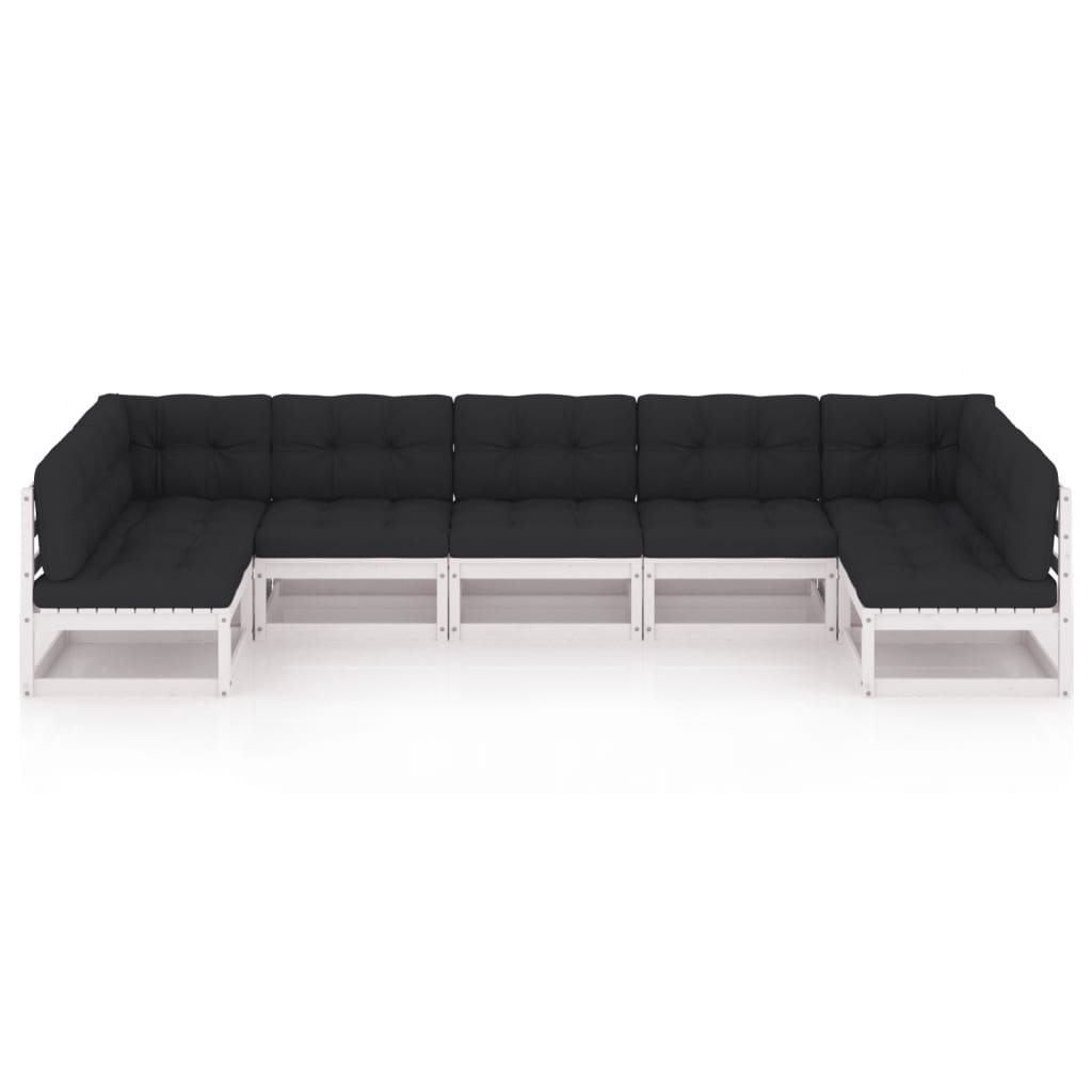 

vidaXL 7-delige Loungeset met kussens massief grenenhout wit