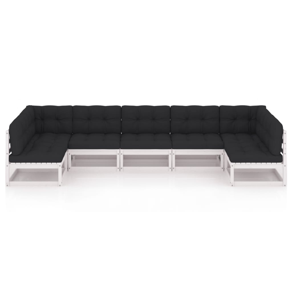 Thumbnail - vidaXL 7-tlg. Garten-Lounge-Set mit Kissen Weiß Massivholz Kiefer