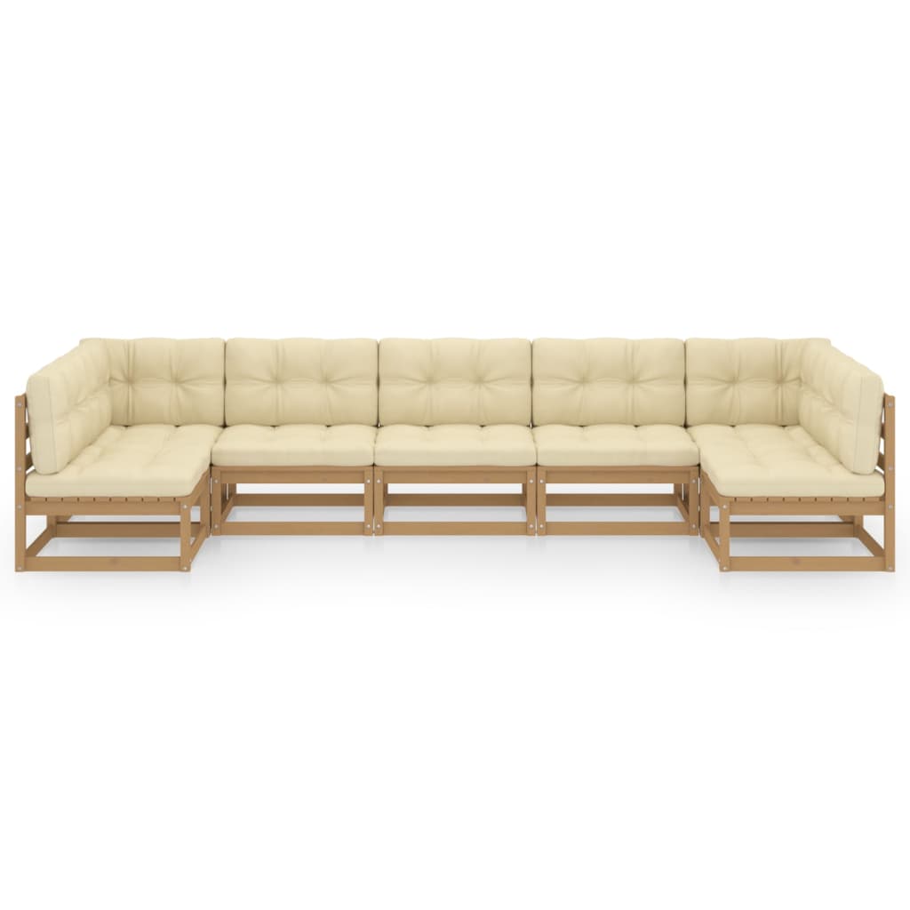 

vidaXL 7-delige Loungeset met kussens massief grenenhout honingbruin