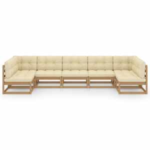 vidaXL 7-delige Loungeset met kussens massief grenenhout honingbruin