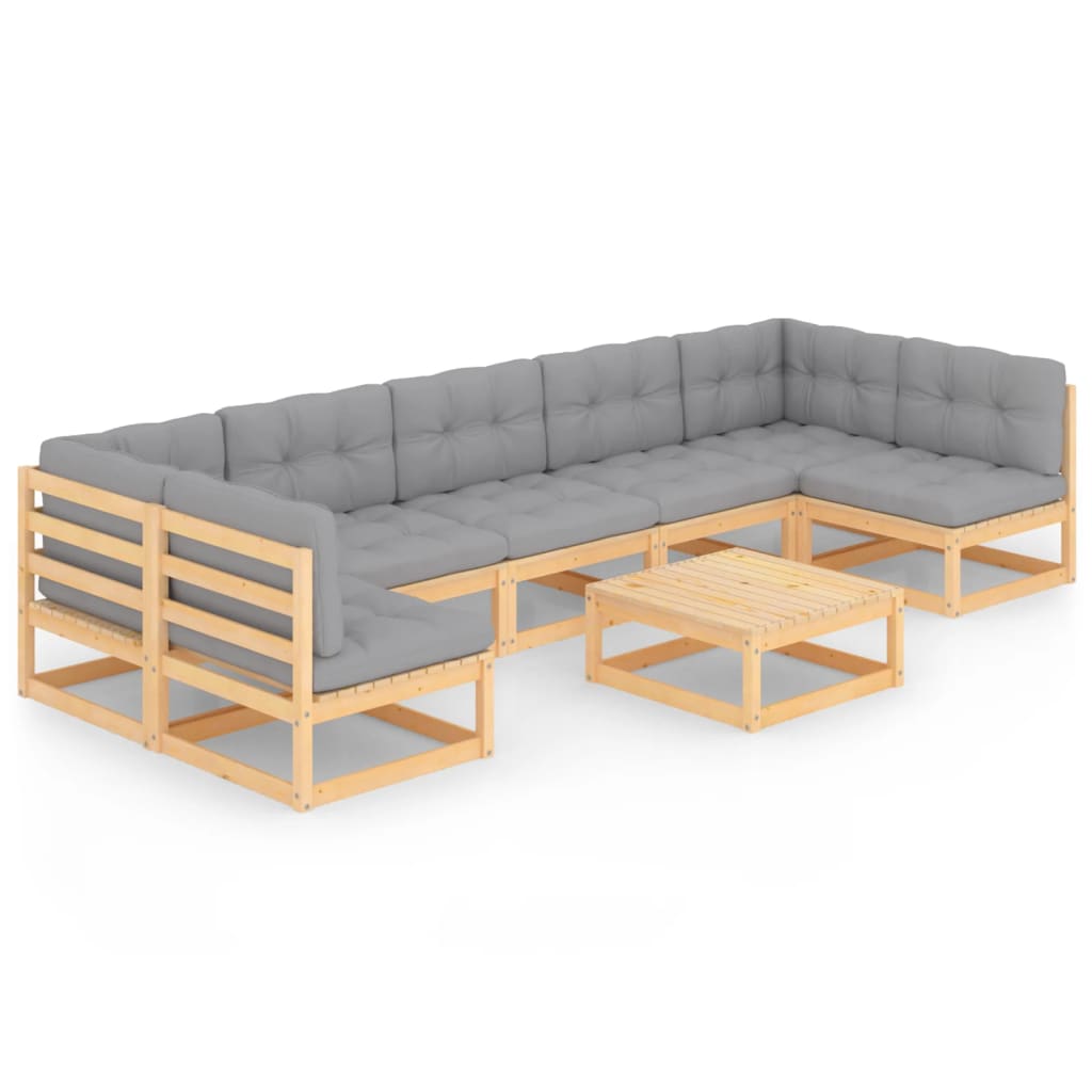 Poza vidaXL Set mobilier de gradina cu perne, 8 piese, lemn masiv de pin