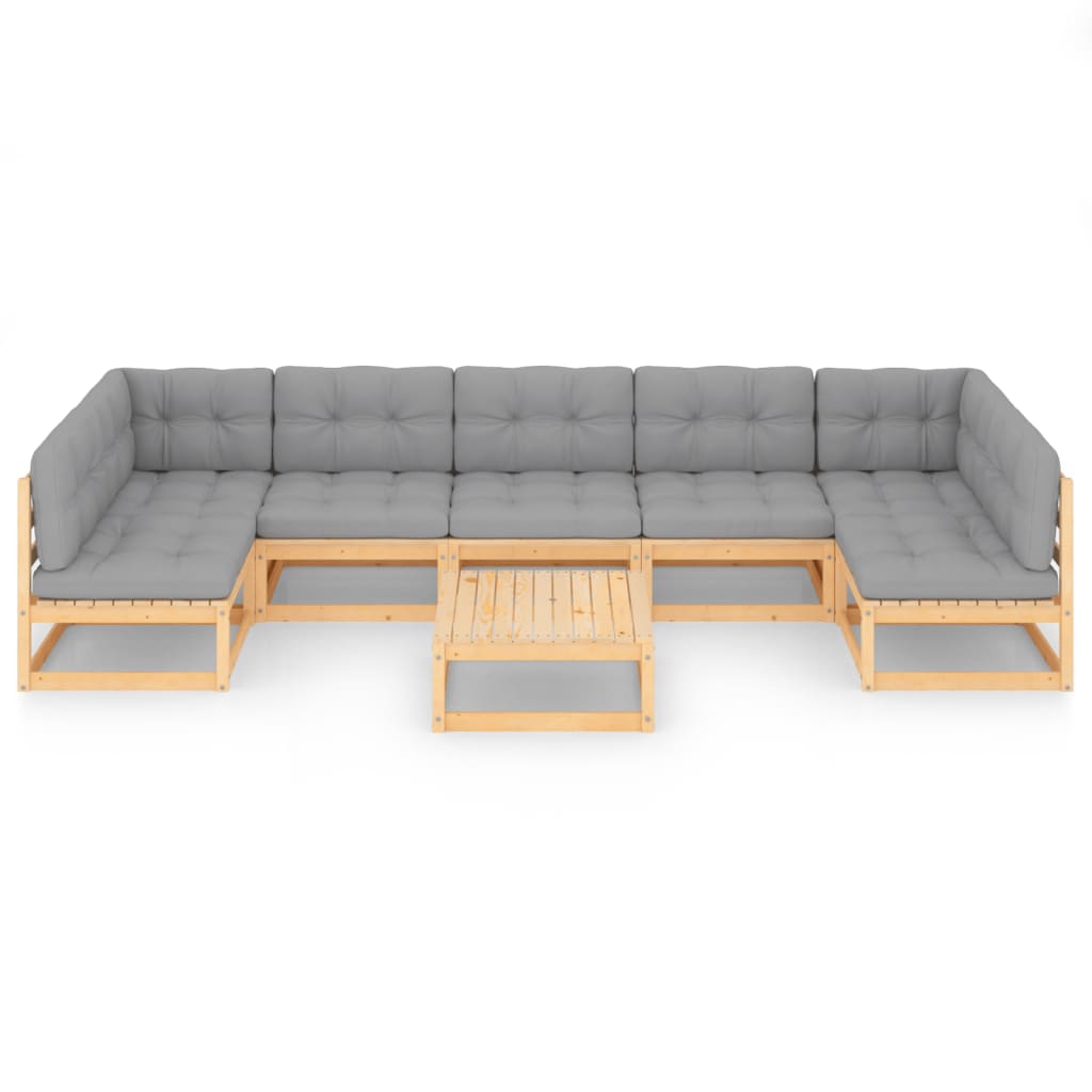 vidaXL 8-delige Loungeset met kussens massief grenenhout afbeelding