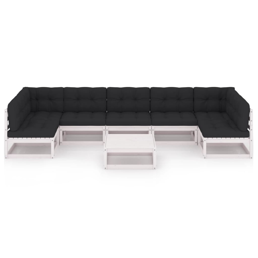 vidaXL 8-delige Loungeset met kussens massief grenenhout wit afbeelding