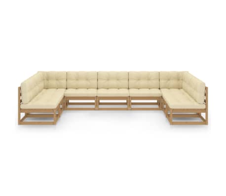 vidaXL 9-osaline aiam&ouml;&ouml;blikomplekt ja padjad meekarva m&auml;nnipuit