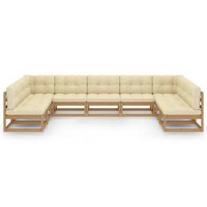 vidaXL 9-osaline aiam&ouml;&ouml;blikomplekt ja padjad meekarva m&auml;nnipuit