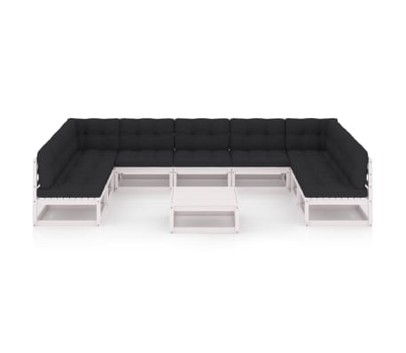 vidaXL Sodo komplektas su pagalvėlėmis, 10 dalių, pu&scaron;ies masyvas