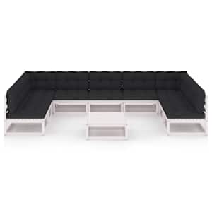 vidaXL Sodo komplektas su pagalvėlėmis, 10 dalių, pu&scaron;ies masyvas