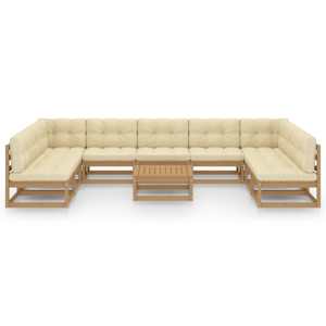 vidaXL Set Salotto Giardino e Cuscini 10 pz Legno Massello Pino Ambra