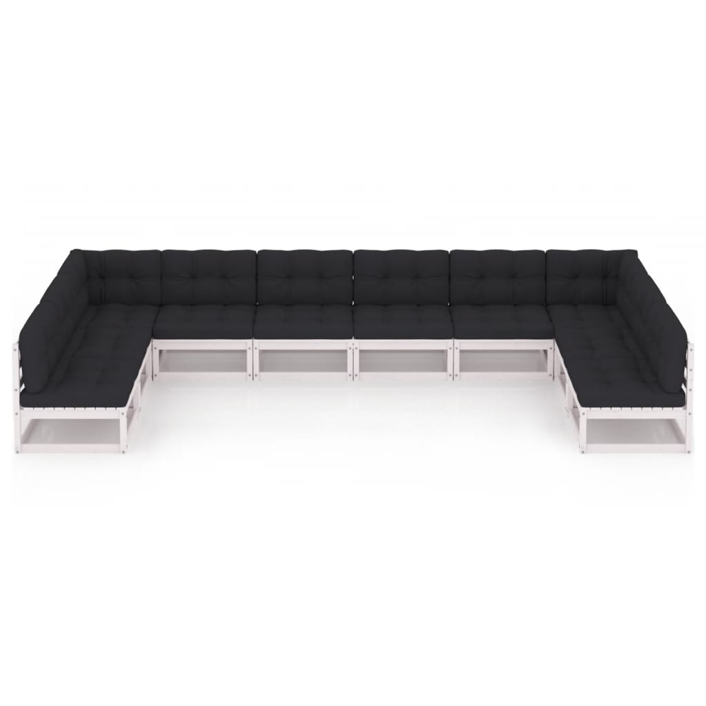 

vidaXL 10-delige Loungeset met kussens massief grenenhout wit