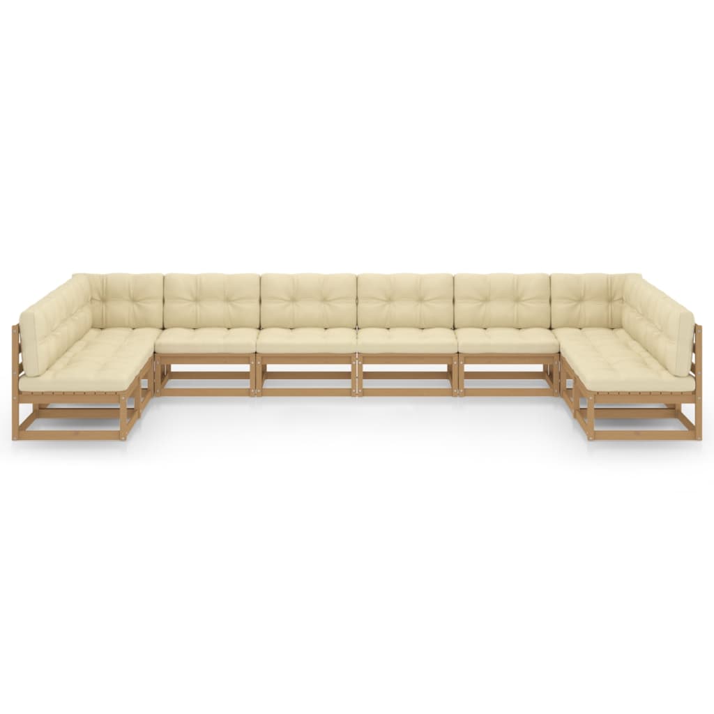

vidaXL 10-delige Loungeset met kussens massief grenenhout honingbruin