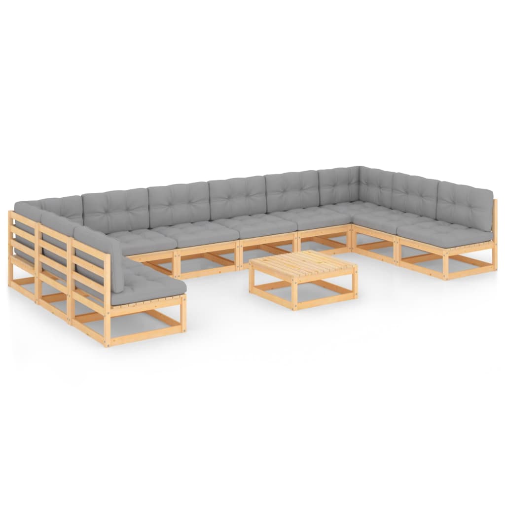 Poza vidaXL Set mobilier de gradina cu perne, 11 piese, lemn masiv de pin