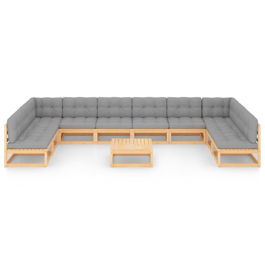 vidaXL 11-delige Loungeset met kussens massief grenenhout afbeelding