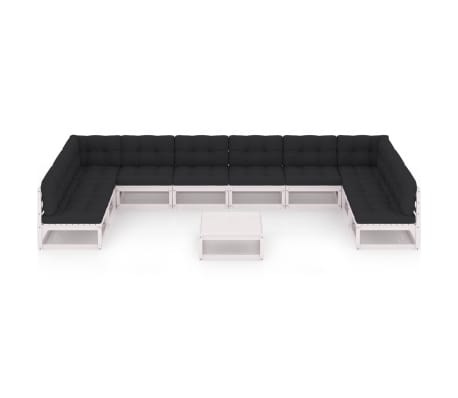 vidaXL Sodo komplektas su pagalvėlėmis, 11 dalių, pu&scaron;ies masyvas