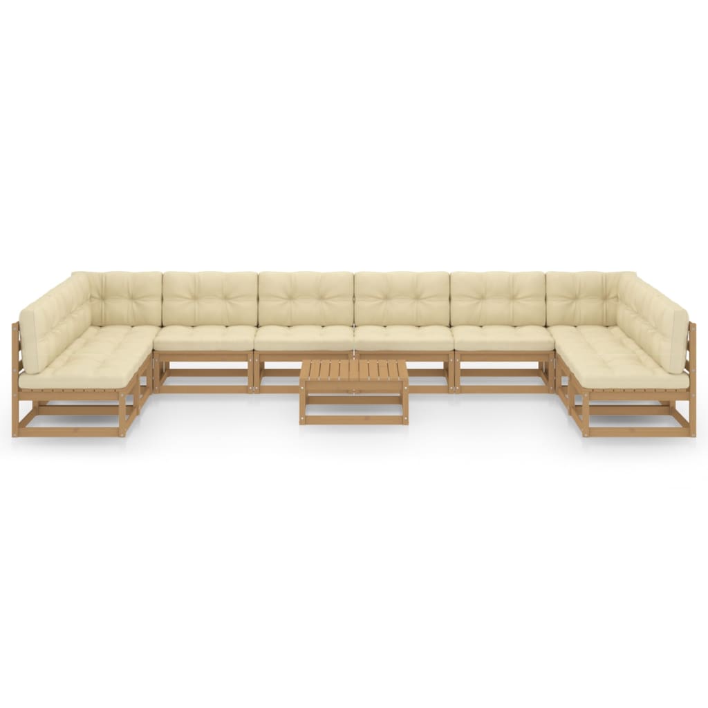 

vidaXL 11-delige Loungeset met kussens massief grenenhout honingbruin