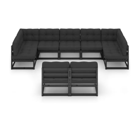 vidaXL Set mobilier grădină cu perne, 9 piese, lemn masiv de pin