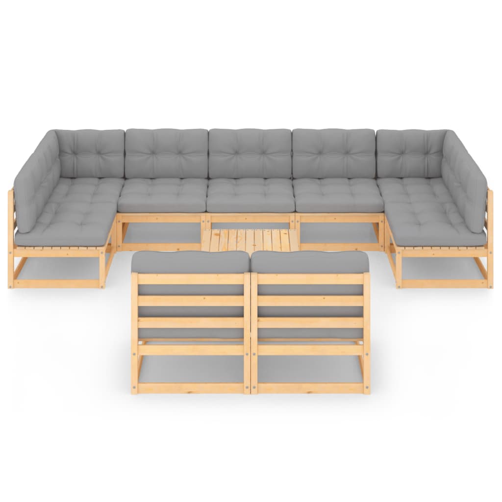 

vidaXL 10-delige Loungeset met kussens massief grenenhout
