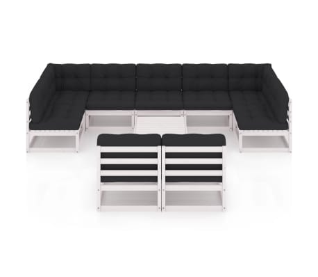 vidaXL Sodo komplektas su pagalvėlėmis, 10 dalių, pu&scaron;ies masyvas