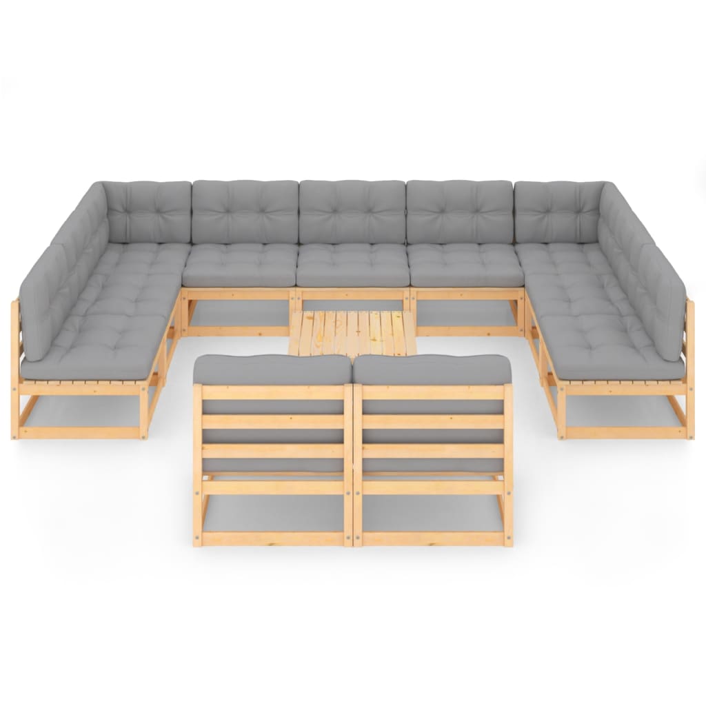

vidaXL 12-delige Loungeset met kussens massief grenenhout