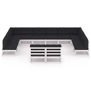 vidaXL 12-osainen Puutarhasohvasarja tyynyill&auml; valkoinen t&auml;ysi m&auml;nty