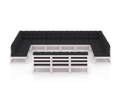 vidaXL Sodo komplektas su pagalvėlėmis, 13 dalių, pu&scaron;ies masyvas