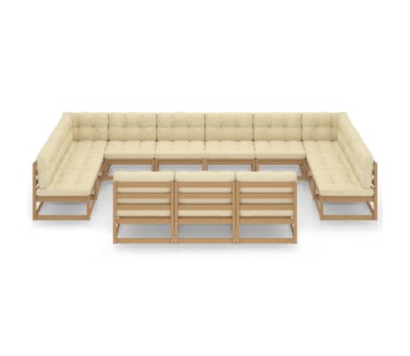 vidaXL 13-cz. zestaw wypoczynkowy do ogrodu z poduszkami,miodowa sosna