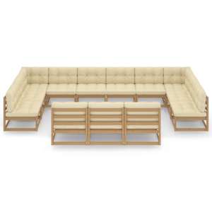 vidaXL 13-cz. zestaw wypoczynkowy do ogrodu z poduszkami,miodowa sosna