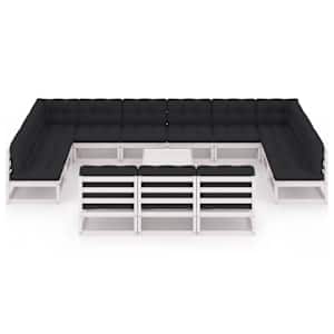 vidaXL 14-tlg. Garten-Lounge-Set mit Kissen Wei&szlig; Massivholz Kiefer