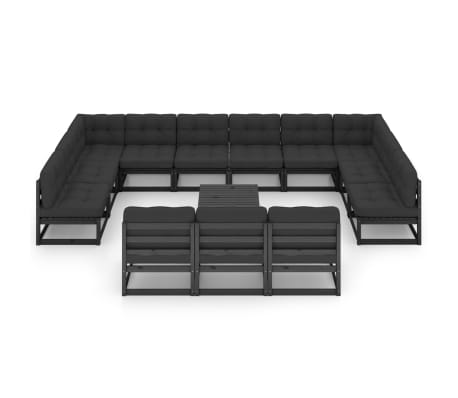 vidaXL 14-daļīgs dārza atpūtas mēbeļu komplekts ar matračiem, priede