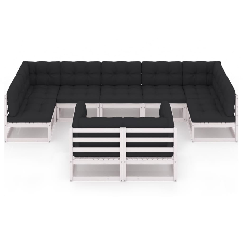 

vidaXL 9-delige Loungeset met kussens massief grenenhout wit