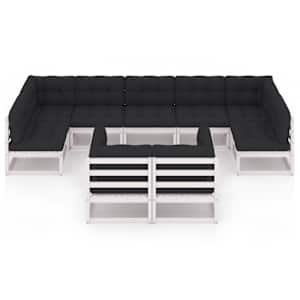 vidaXL Set mobilier grădină cu perne, 9 piese, lemn masiv de pin alb