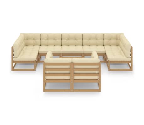 vidaXL 10d&iacute;ln&aacute; zahradn&iacute; souprava s podu&scaron;kami medově hněd&aacute; borovice