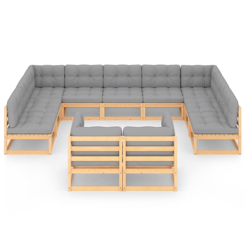 

vidaXL 11-delige Loungeset met kussens massief grenenhout