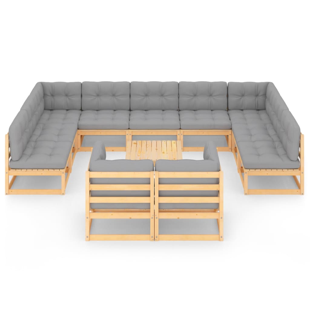 

vidaXL 12-delige Loungeset met kussens massief grenenhout