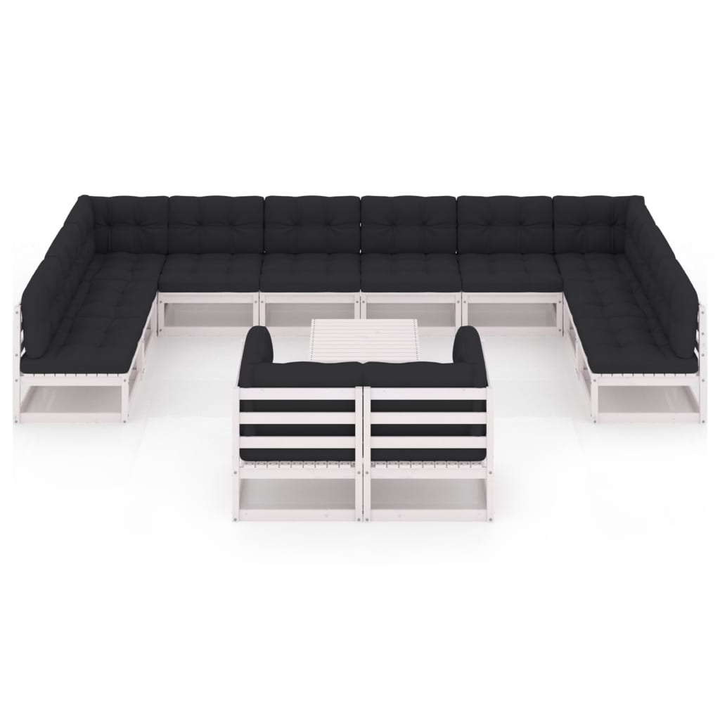 

vidaXL 13-delige Loungeset met kussens massief grenenhout wit