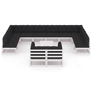 vidaXL Hagesofagruppe med puter 13 deler hvit heltre furu