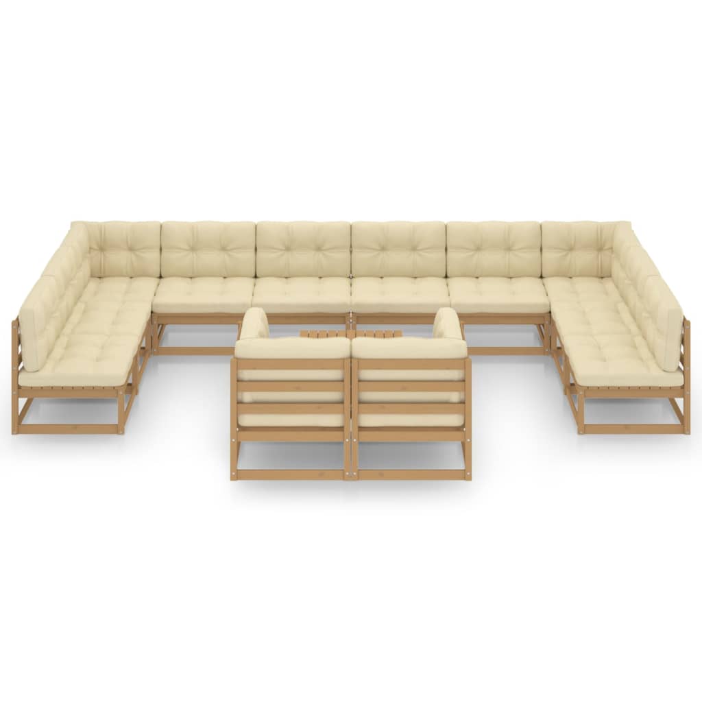 

vidaXL 13-delige Loungeset met kussens massief grenenhout honingbruin