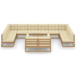 vidaXL Garden Lounge Set Honey brown Solid pine wood, polyester Large