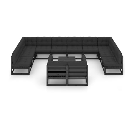 vidaXL 13-daļīgs dārza atpūtas mēbeļu komplekts ar matračiem, priede