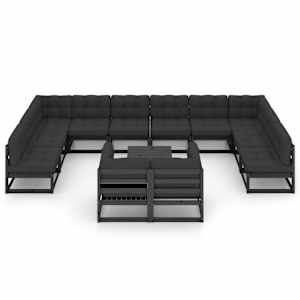 vidaXL 13-daļīgs dārza atpūtas mēbeļu komplekts ar matračiem, priede