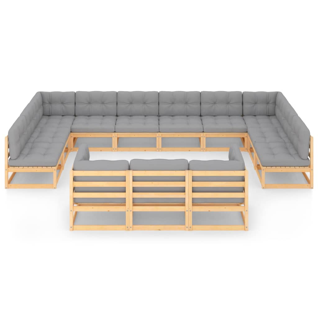 vidaXL 13-delige Loungeset met kussens massief grenenhout afbeelding