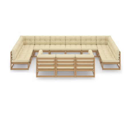 vidaXL Garden Lounge Set Honey brown, Cream Solid Pinewood, Fabric Modular