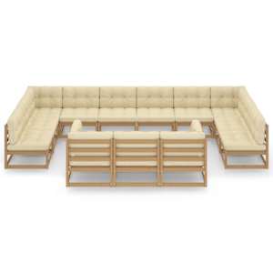 vidaXL Garden Lounge Set Honey brown, Cream Solid Pinewood, Fabric Modular
