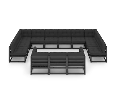 vidaXL 13-osaline aiam&ouml;&ouml;bli komplekt istmepatjadega, must m&auml;nnipuit