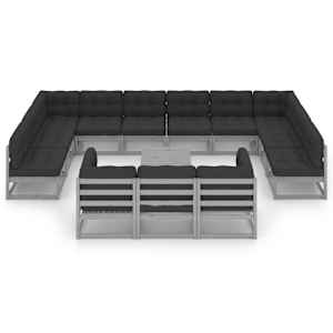 vidaXL Sodo komplektas su pagalvėlėmis, 14 dalių, pilkas, pu&scaron;is